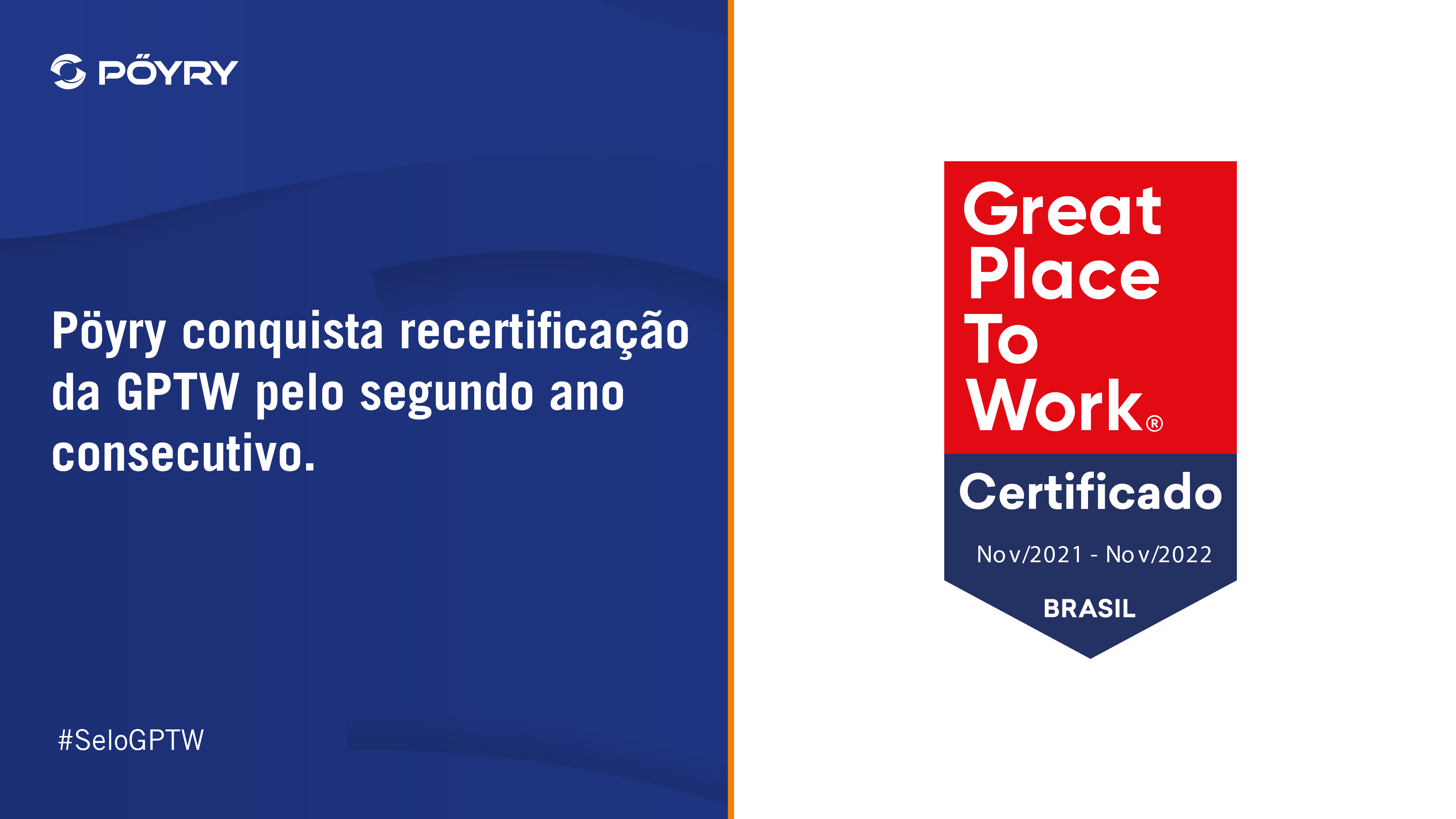 Pöyry conquista recertificação da GPTW pelo segundo ano consecutivo